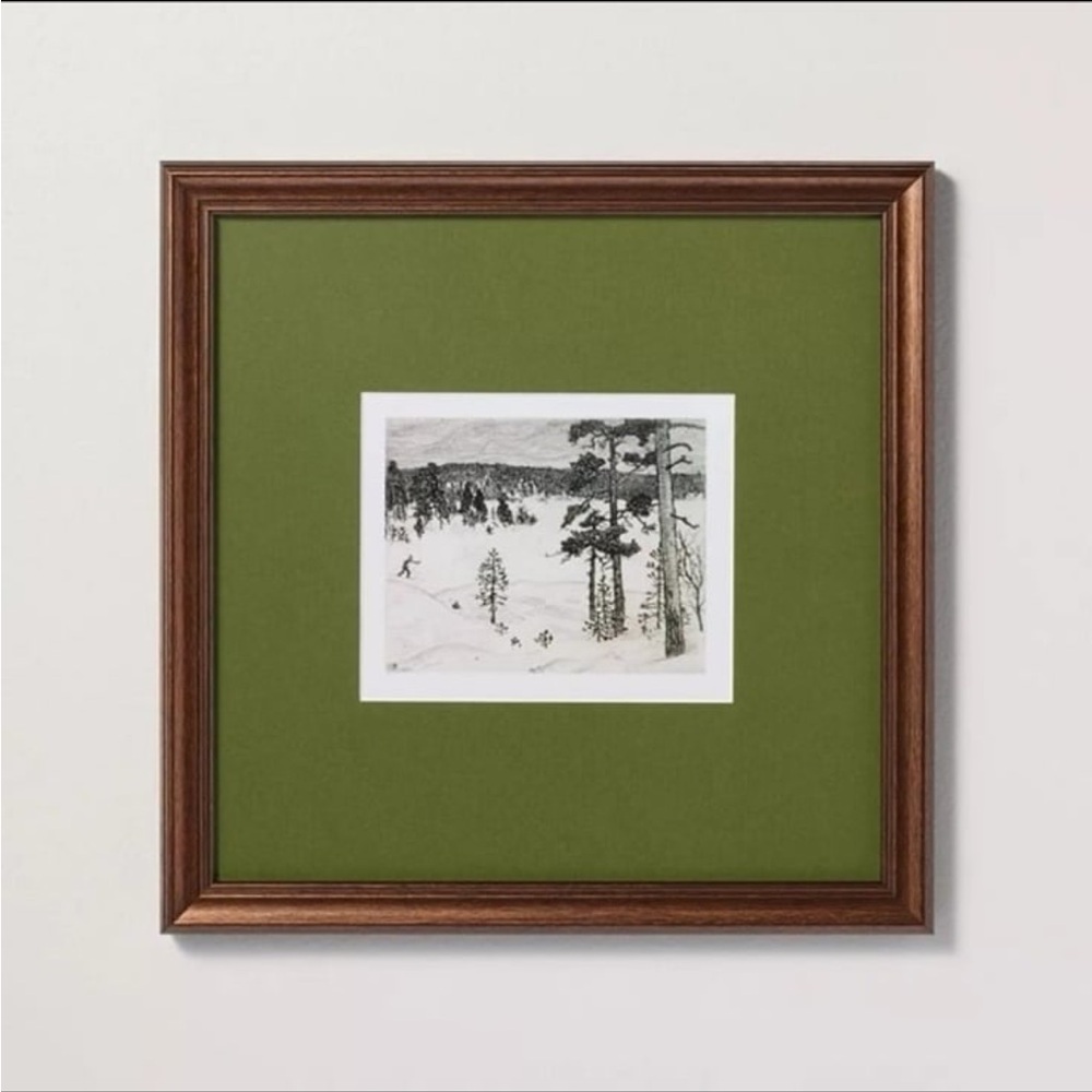 12"x12" Countryside Skier Framed Christmas Wall Art - Hearth & Hand Magnolia